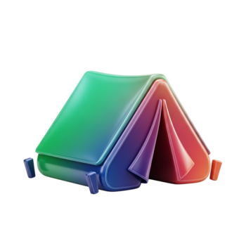 vibrerande 3d framställa av en camping tält i en regnbåge lutning effekt på en transparent bakgrund png