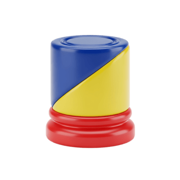 3d rendered icon of a cylinder with colors on a red base isolated on a transparent background png