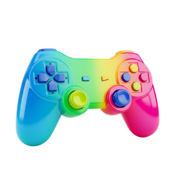 Colorful game controller 3d render on a transparent background for gaming concepts png