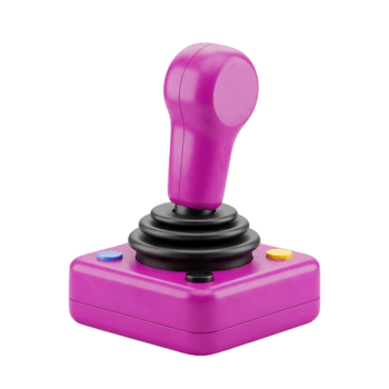 Modern pink joystick 3d icon with buttons isolated on a black transparent background png