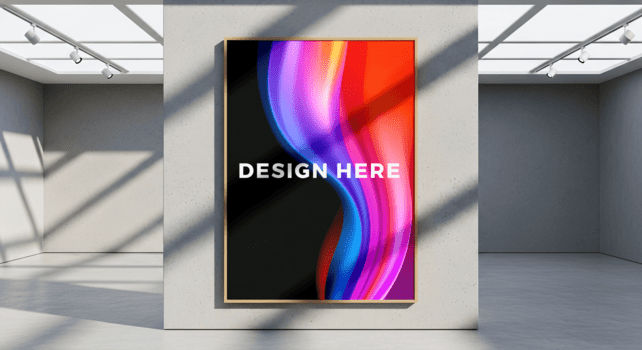 telaio modello dentro moderno galleria spazio con ombra getto per design posizionamento psd