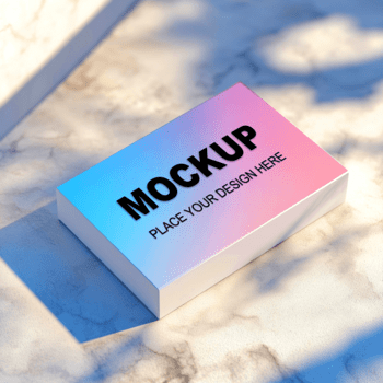 Gradient box mockup with place your design here text for branding psd