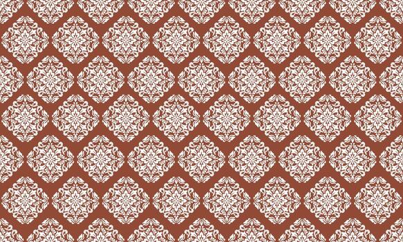 rojo antecedentes y blanco damasco sin costura ornamental modelo vector