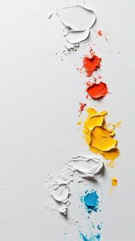 Abstract splashes of vibrant oil paints on a textured canvas surface creating a sense of imaginative flow and inspiration. photo