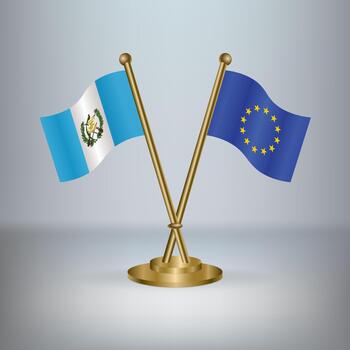 Guatemala and European Union table flag relation, with gradient background vector