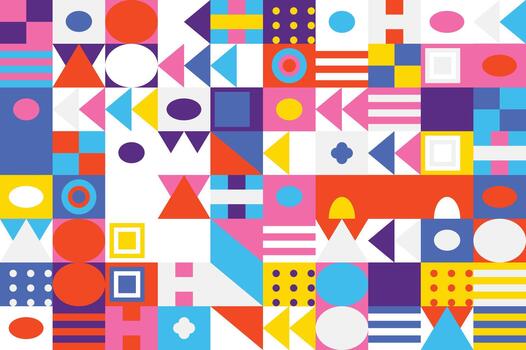 Colorful geometric shapes creating a dynamic and vibrant abstract design illustration vector