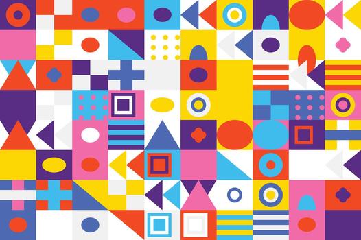 Abstract Geometric Pattern with Vibrant Colors and Playful Shapes background vector