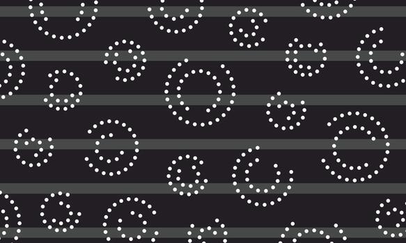 An abstract repeat pattern design featuring dotted circles and horizontal lines on a dark background. Perfect for textiles, wallpaper, and graphic design projects. vector