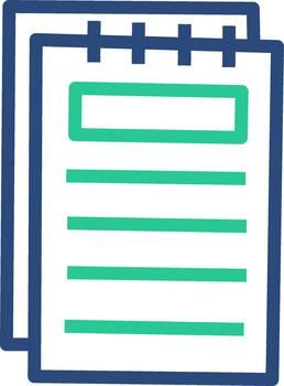 un sencillo plano línea estilo ilustración de un bloc con verde y azul líneas. Perfecto para diseños necesitando un minimalista papelería articulo o notas vector