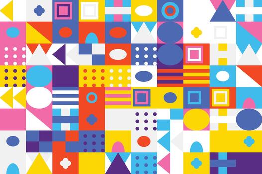 Abstract Geometric Pattern of Colorful Shapes and Elements in Modern Design vector
