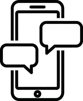 móvil teléfono con habla burbujas representando charla o mensajería vector