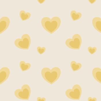 Seamless pattern with light yellow hearts against a soft cream background. vector