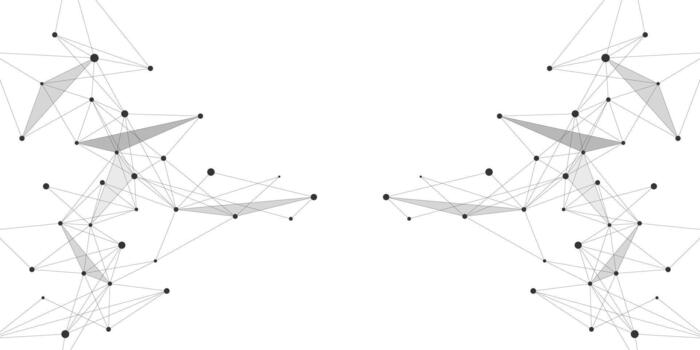 Website header or banner with plexus design background. Connecting dots and lines for big data visualization. Suitable for global network connection, science and technology vector