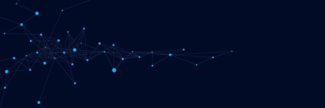 Website header and banner with connecting dots and lines. Abstract global network connection and big data visualization. Digital technology and science concept vector
