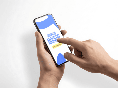 mano utilizando un teléfono inteligente Bosquejo para aplicación diseño psd