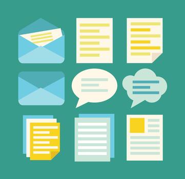 A set of flat icons with mail, envelope and speech bubbles vector
