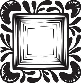 Ornate square frame with decorative flourishes and leaf motifs vector