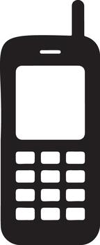 Retro mobile phone icon with antenna and keypad vector