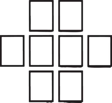 Nine empty frames arranged in a cross shape vector
