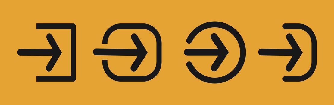 Collection of icons for input, joint, entrance arrow vector