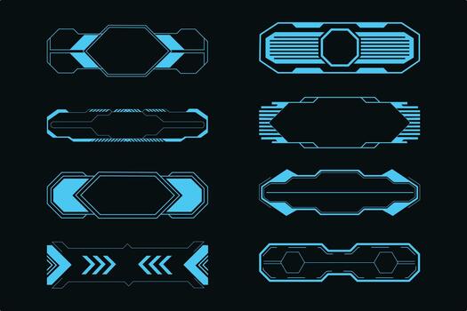 Futuristic blue ui frames and hud elements collections vector