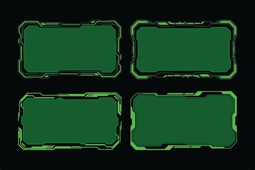 Futuristic Green HUD Frame Set with Tech Interface Borders vector