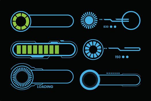Futuristic hud interface elements collection set vector