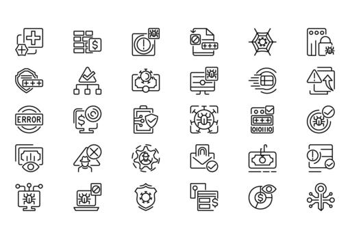 Fraud and Scams line icon set. UI thin line icon pack. vector