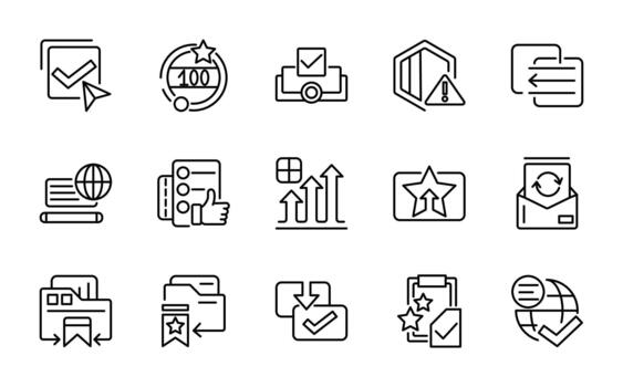 Approval line icon set. Ui thin line icon pack. vector