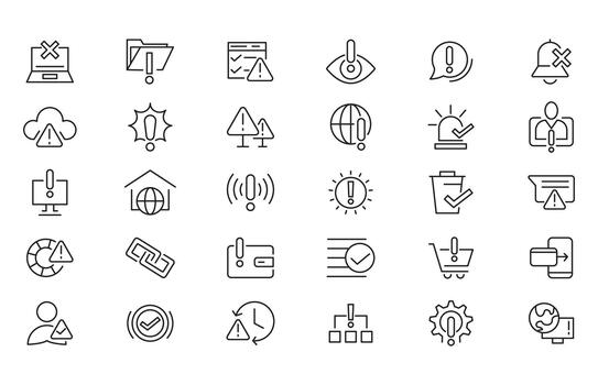 Alerts and Warning line icon set vector