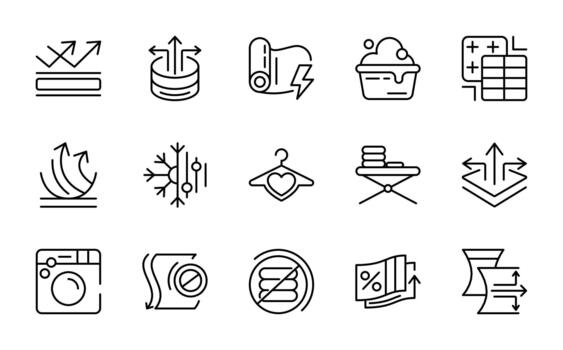 Fabric Feature editable line icon collection vector
