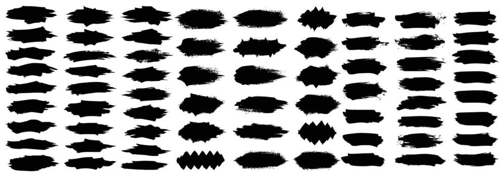 Create stunning designs using these varied ink brush strokes, perfect for artistic backgrounds or adding unique texture to your projects with these expressive paint splatters vector