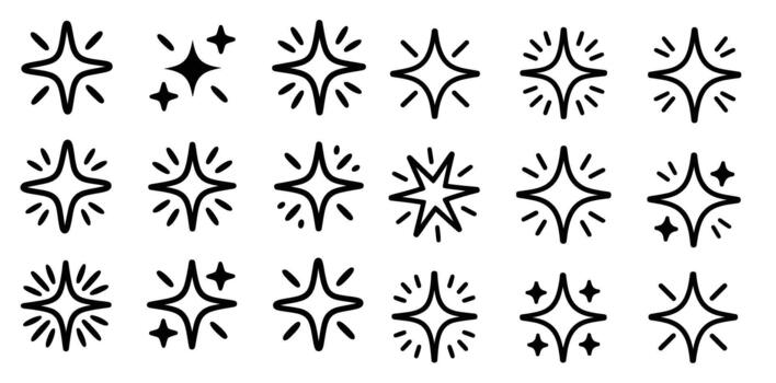 añadir un toque de magia con estos linda estrella íconos Perfecto para marca, social medios de comunicación, y caprichoso diseños, creando un espumoso y soñador estético para tu proyectos vector