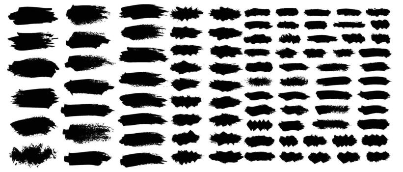 dinámica colección de negro cepillo golpes ofrecimiento versátil diseño elementos para artístico proyectos y moderno creativo antecedentes, Perfecto para agregando textura y expresivo detalle vector