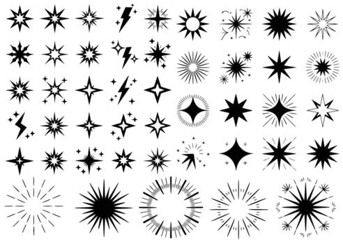 descargar de moda Starburst elementos para dinámica diseños y celestial temas, Perfecto para agregando un mágico brillar a tu proyectos con estos varios estrella forma vectores