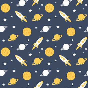 Fun Space Adventure Pattern with Planets vector