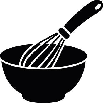 Mixing Bowl and Whisk for Baking Projects vector
