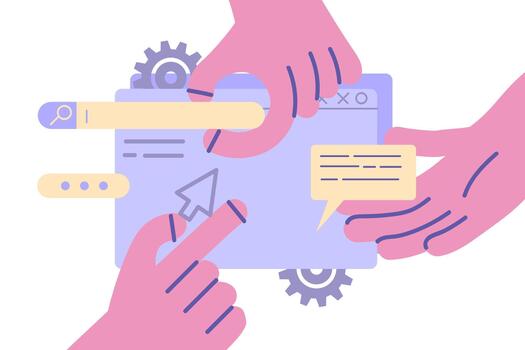 Landing page, programming, research concept vector