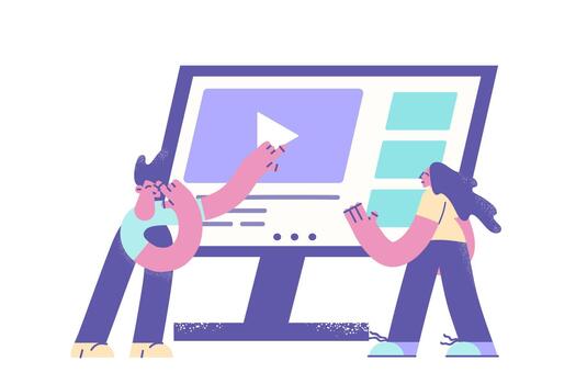 haciendo en línea negocio presentación concep vector