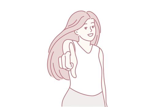 Playful confident pose, Person displaying fun finger sign with confident grin and easygoing demeanor vector