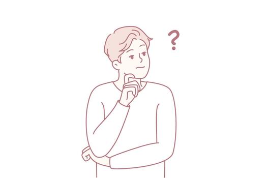 Reflective individual examining uncertainties through deep introspection and thoughtfulness vector