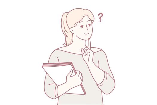 young lady carefully analyzing alternatives and marking checklist items in creative setting vector