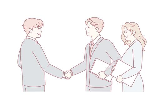 trustful business collaboration illustrated through handshake during professional team gathering vector