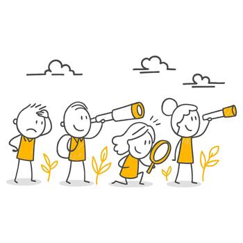 Discovering The Future With A Shared Vision. Progressing As A Team And Observing Opportunities. vector