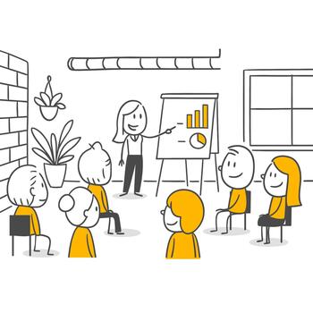 A Learning Environment Where An Employee Presents To Colleagues And Explains Data. vector