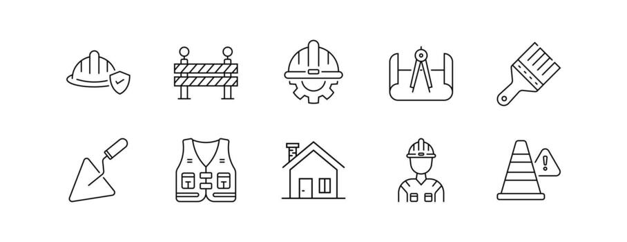 Labor Icon Set Line Style, Editable Stroke vector