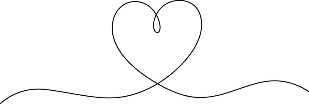 Black heart shape continuous line drawing on white vector