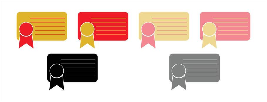 blank rectangular document cards with award ribbon seals, certificate or license template design vector