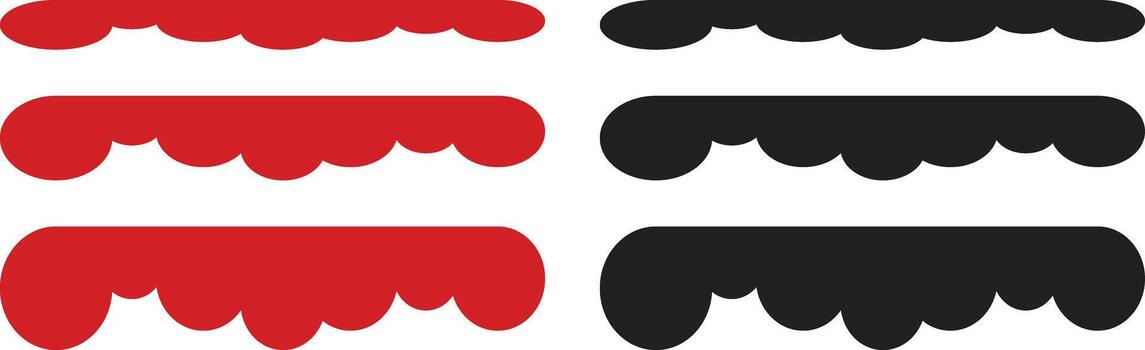 banner footer elements with rounded scalloped edges, decorative abstract cloud border shapes vector