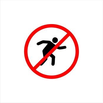 No Running Sign with Person Icon in Red Circle. vector
